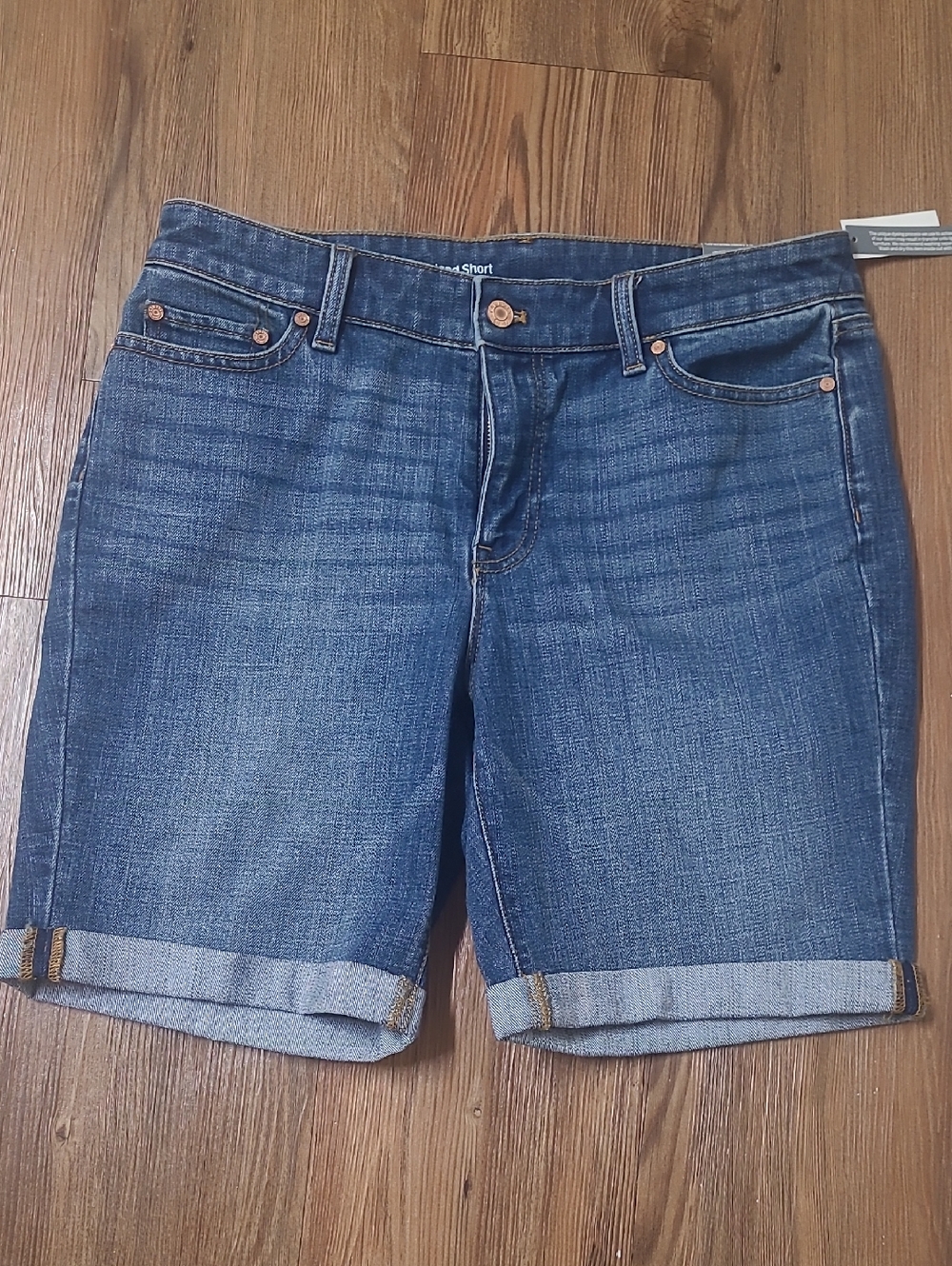 talboots  Dark Blue Girlfriend Denim‎ Shorts for women size 8p new color blue.